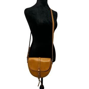 Stella & Dot Covet Sloane Satchel Crossbody Bag Tan Lambskin Leather